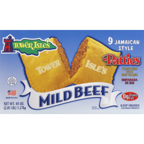 Tower Isle's Turnovers, with Beef Filling, Mild Beef, Jamaican Style