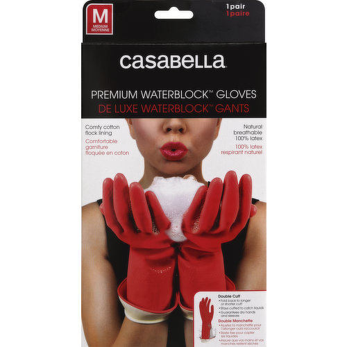 Casabella Gloves, Premium, WaterBlock, Medium