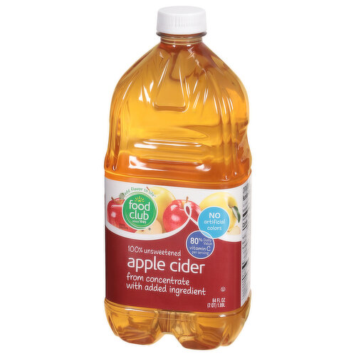Food Club Apple Cider, 100% Unsweetened
