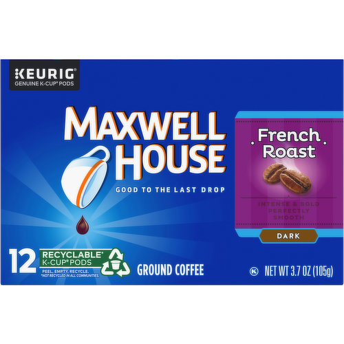 Maxwell House Coffee, Ground, Dark, French Roast, K-Cup Pods