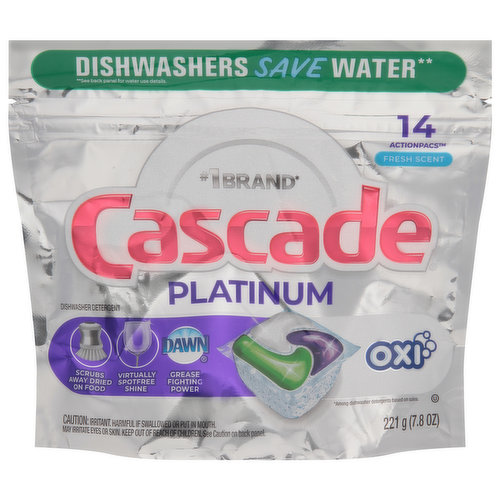 Cascade Dishwasher Detergent, Fresh Scent, Oxi