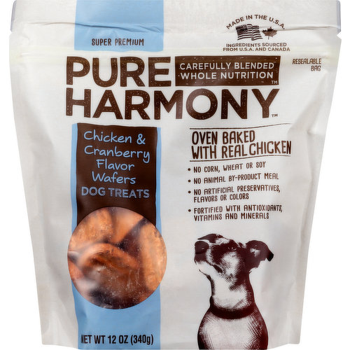 Pure Harmony Dog Treats, Chicken & Cranberry Flavor, Wafers