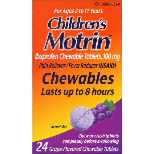 Children's Motrin Ibuprofen, 100 mg, Chewables, Grape Flavored,