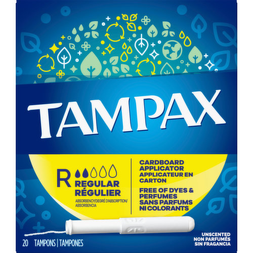 Tampax Tampons, Cardboard Applicator, Regular, Unscented