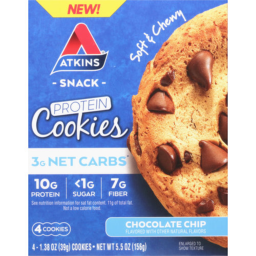 Atkins has all your weight loss needs covered with products for every occasion! Meal: (meal replacement bar): Good source of protein and fiber to keep you satisfied. Snack: The perfect amount of protein and fiber for a between meal snack. Treat: Indulgent dessert for a perfect after meal treat. If you're thinking how good could an Atkins cookie be? Get ready for a little surprise! Because if you like your chips rich & chocolaty, and your cookie soft & chewy & moist, then you're in for a very delicious surprise! And the traditional cookie guilt is not included.
