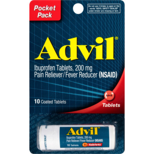 Advil Ibuprofen, 200 mg, Coated Tablets, Pocket Pack