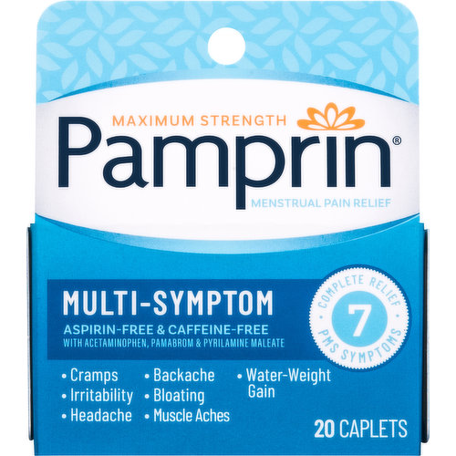 Pamprin Menstrual Pain Relief, Maximum Strength, Multi-Symptom, Caplets