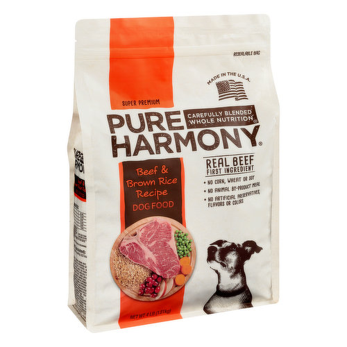 Pure Harmony Dog Food, Super Premium, Beef & Brown Rice Recipe
