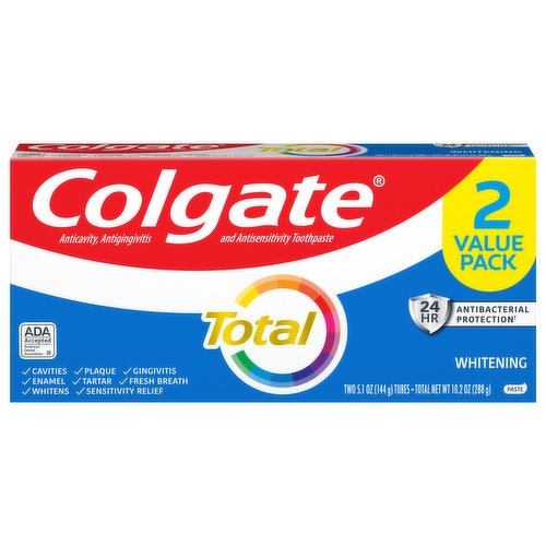 Colgate Toothpaste, Whitening, Paste, 2 Value Pack