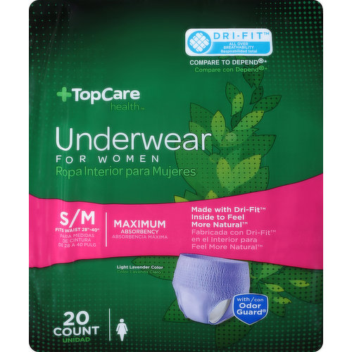 TopCare Underwear, Maximum, Small/Medium, for Women