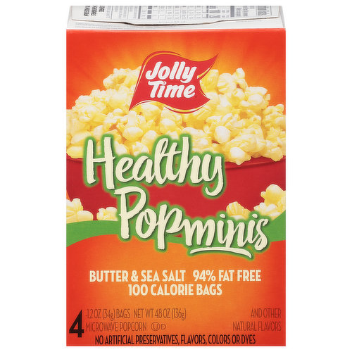 Jolly Time Microwave Popcorn, Butter & Sea Salt, Healthy Pop, Minis