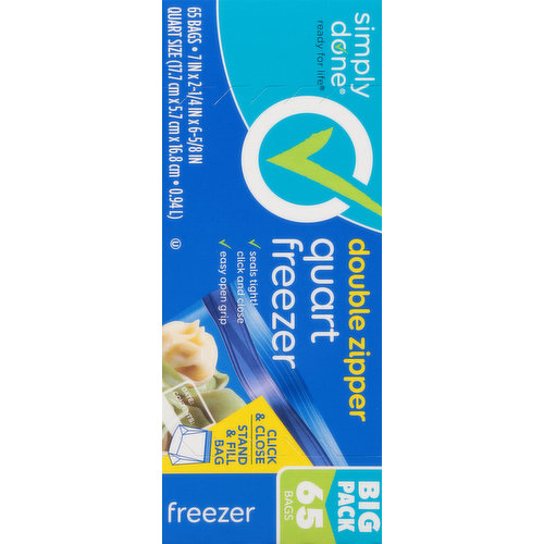 Simply Done Double Zipper Quart Freezer Bags