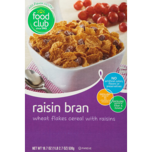 Food Club Cereal, Raisin Bran