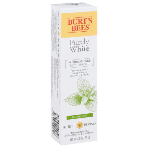 Burt's Bees Purely White Fluoride-Free Toothpaste 4.7oz Zen Peppermint