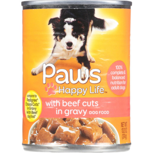 Paws Happy Life Dog Food, with Beef Cuts in Gravy