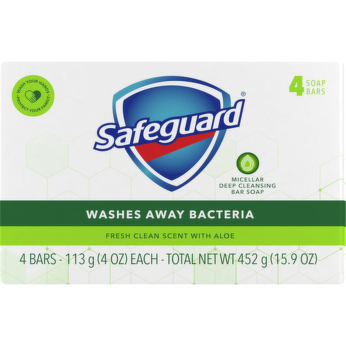 Safeguard Bar Soap, Fresh Clean Scent with Aloe