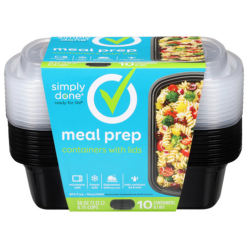 Meal Prep Microwavable Food Containers With Lids 38 Oz. 