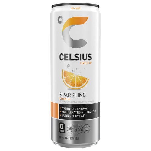 Celsius Energy Drink, Orange, Sparkling