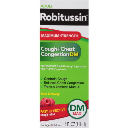 Robitussin Cough + Chest Congestion DM, Maximum Strength, Adult