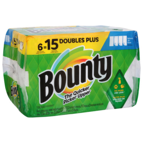 Bounty Select A Size White Paper Towels, 2 Double Rolls