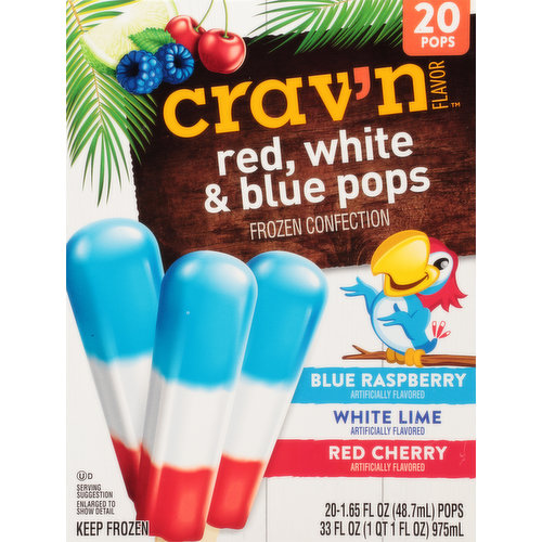 Crav'n Flavor Frozen Confection, Red, White & Blue Pops