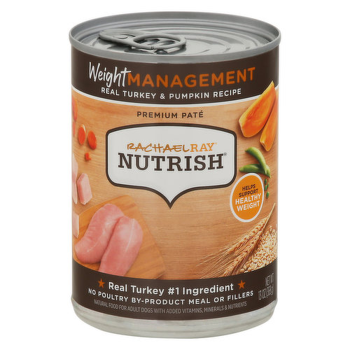 Rachael Ray Nutrish Food for Dogs, Natural, Weight Management, Premium Pate, Real Turkey & Pumpkin Recipe, Adult
