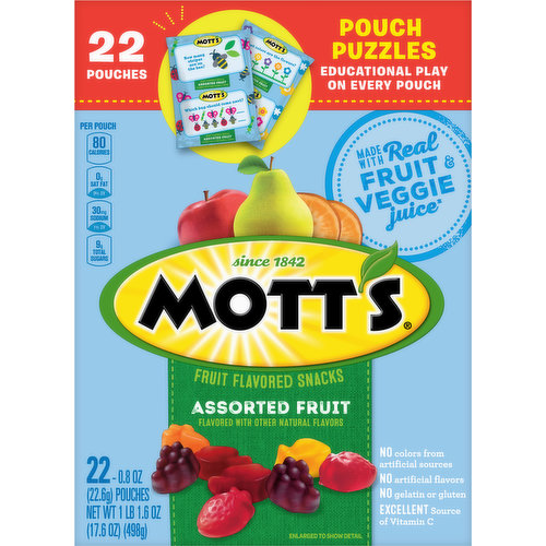 Mott's Fruit Flavored Snacks, Assorted Fruit, Pouch Puzzles