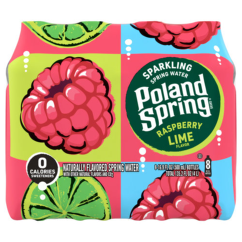 Poland Spring Spring Water, Sparkling, Raspberry Lime Flavor