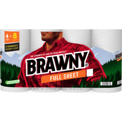 Brawny Paper Towels, Double Rolls, 2-Ply