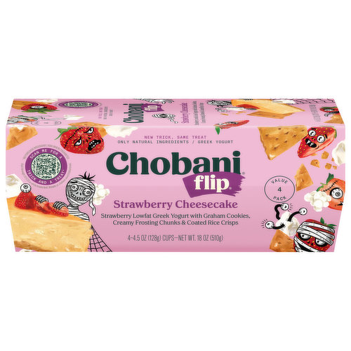 Chobani Yogurt, Greek, Strawberry Cheesecake, Value 4 Pack