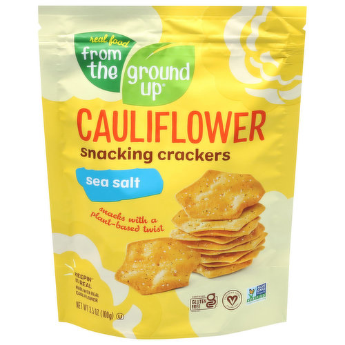 Real Food From the Ground Up Snacking Crackers, Cauliflower, Sea Salt