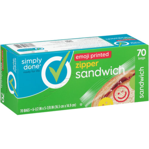 Simply Done Sandwich Zipper Bags, Emoji Printed