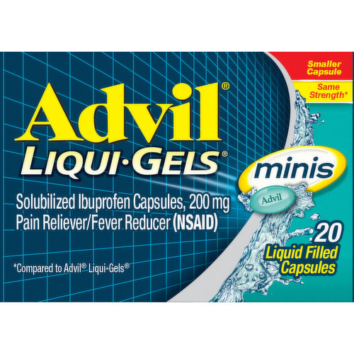 Advil Ibuprofen, 200 mg, Liquid Filled Capsules, Minis