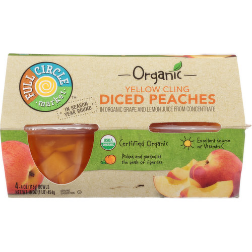 Full Circle Market Diced Peaches, Yellow Cling