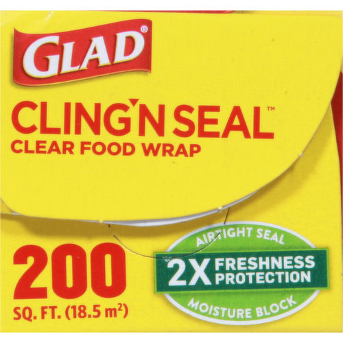 Glad Cling Wrap Clear Plastic Wrap, 200 Sq Ft 