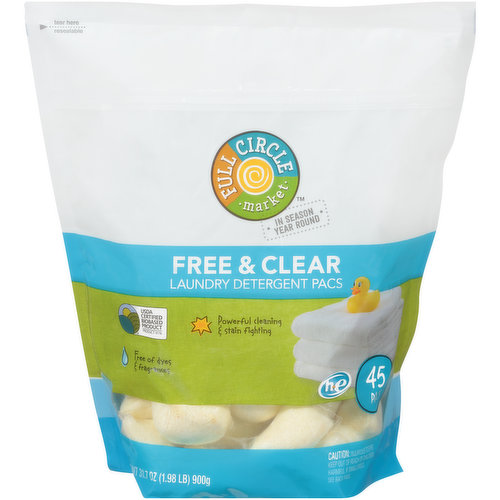 Full Circle Market Laundry Detergent Pacs, Free & Clear