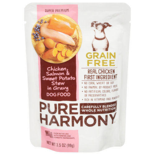 Pure Harmony Dog Food, Grain Free, Chicken, Salmon & Sweet Potato Stew in Gravy, Super Premium