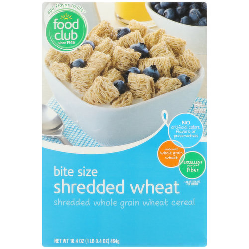 Food Club Shredded Wheat Bite Size Shredded Whole Grain Wheat Cereal