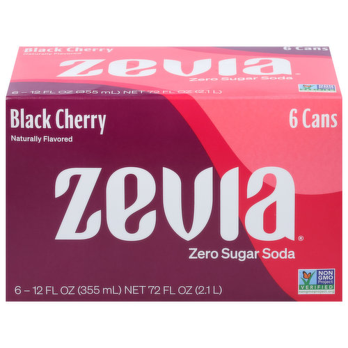 Zevia Soda, Zero Sugar, Black Cherry