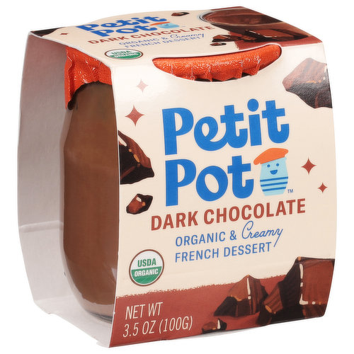 Petit Pot French Dessert, Organic & Creamy, Dark Chocolate