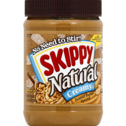 No preservatives, artificial flavors or colors. Gluten free. Good source of Vitamin E. No need to stir! Comments and questions call 1-866-4Skippy. Visit us at peanutbutter.com.