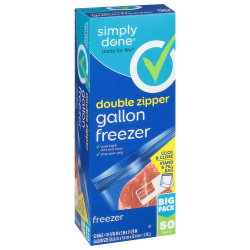 Simply Done Freezer Bags, Double Zipper, Gallon, Big Pack