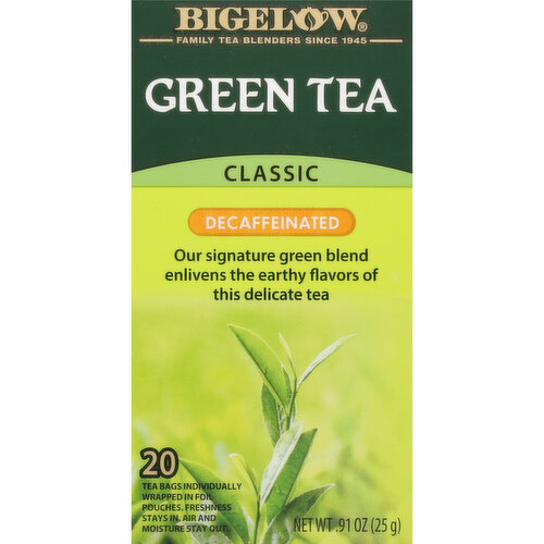 Bigelow Green Tea, Classic, Decaffeinated, Tea Bags