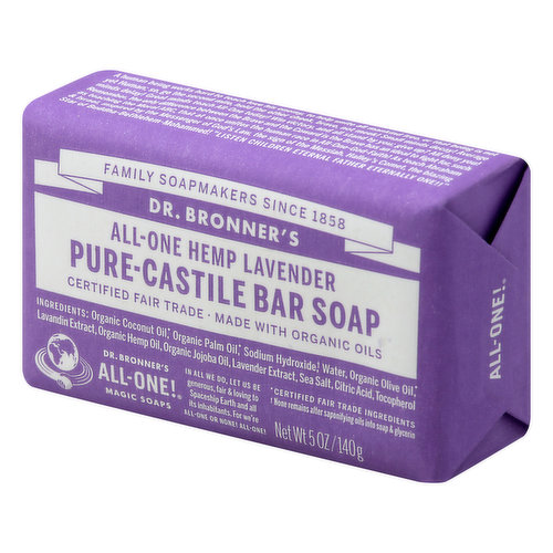 Dr Bronners Bar Soap, Pure-Castile, All-One Hemp Lavender