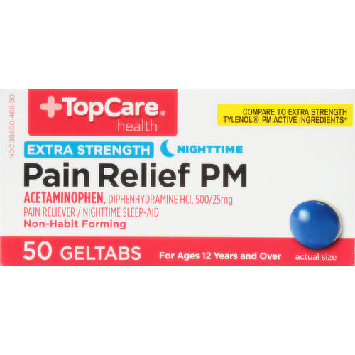 TopCare Pain Relief PM, Extra Strength, Geltabs