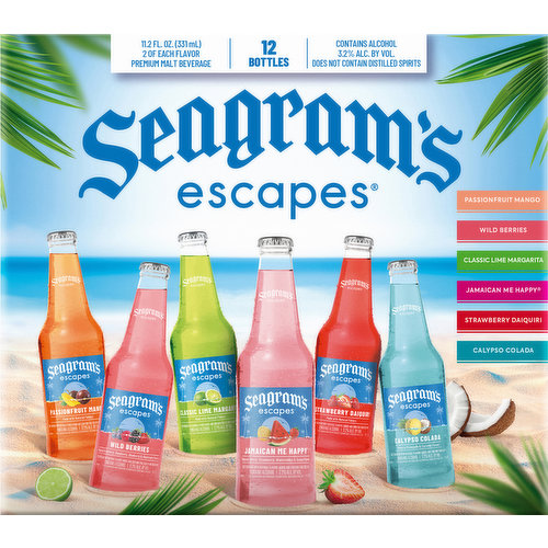 Seagrams Escapes Malt Beverage, Premium, Variety Pack, 12 Pack