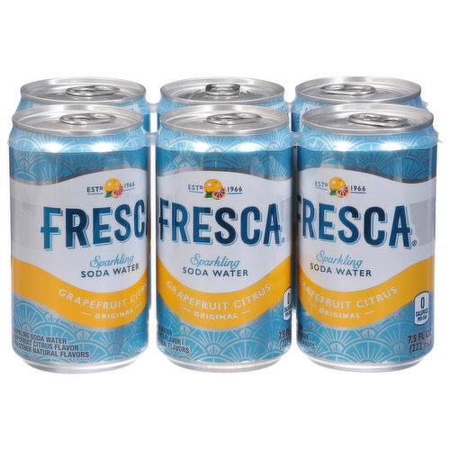 Fresca Sparkling Soda Water, Grapefruit Citrus, 6 Pack