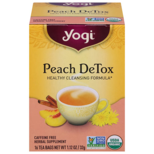 Yogi Tea Bags, Caffeine Free, Peach DeTox