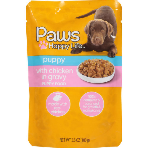 Paws Happy Life Puppy Food, with Chicken in Gravy