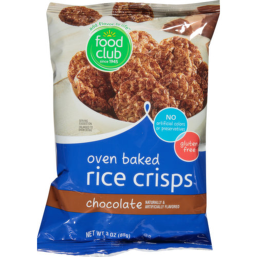 Food Club Rice Crisps, Chocolate, Oven Baked